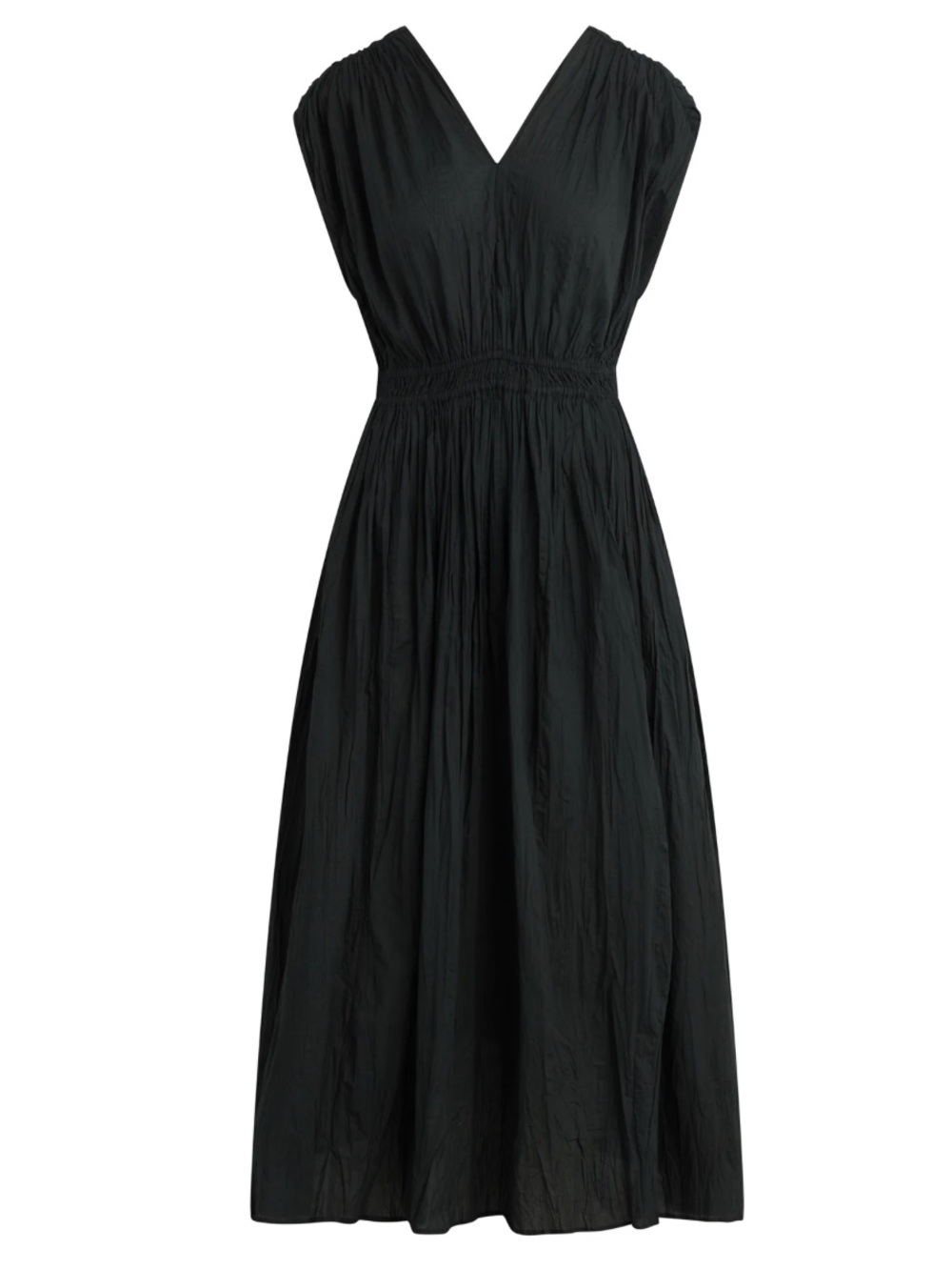 Joe's Jeans Black “The Lania” V-Neck Cap-Sleeve Maxi Dress